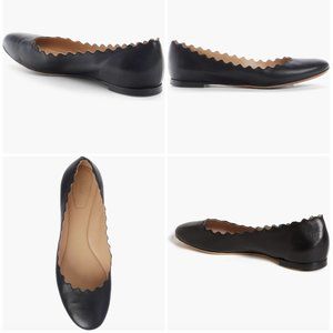 Chloé Lauren Scalloped Ballet Flat - Black - EU size 39.5 (US size 9 - 9.5)